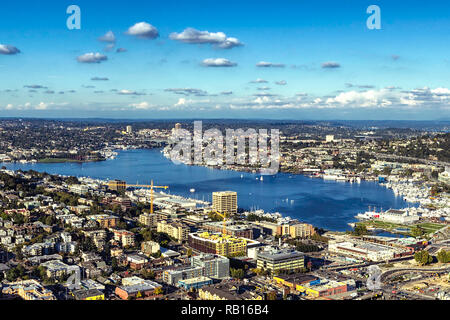 Den Union See und die umliegenden Orte, in Seattle, USA Stockfoto