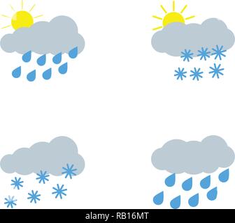 Wetter Symbole gesetzt. Flat Style. Vector Illustration. Stock Vektor