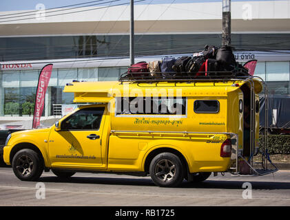 Chiangmai, Thailand - 27. Dezember 2018: Gelbe Pick-up Truck taxi Chiangmai, Service zwischen Stadt Nong Tanga und Lamphun. Stockfoto