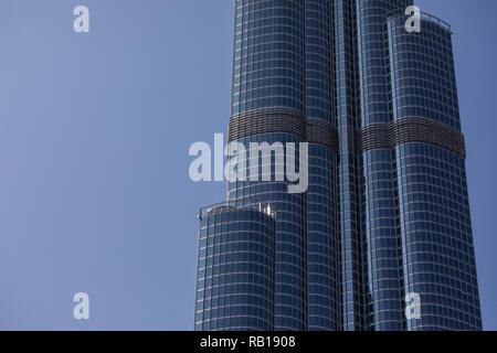 Dubai, Vereinigte Arabische Emirate - Oktober 2018: Nahaufnahme Foto des Burj Khalifa - weltweit den höchsten Turm in 829.84 m Stockfoto