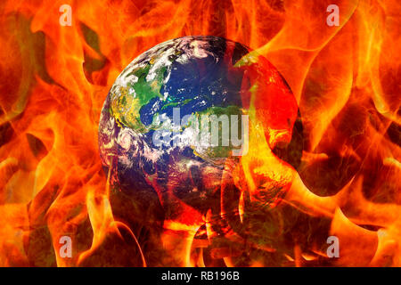Planet Erde Ende Brennen in ein apokalyptisches Szenario Stockfoto