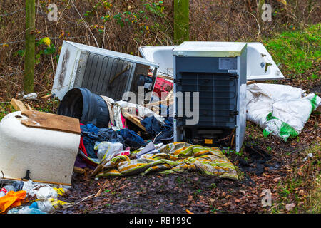 Schuttplatz Müll in der Landschaft von Cheshire Stockfoto