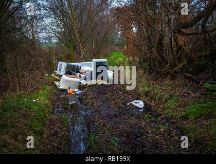 Schuttplatz Müll in der Landschaft von Cheshire Stockfoto