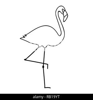 Flamingo einfache Symbol Piktogramm Umrisse Vector Illustration Stock Vektor