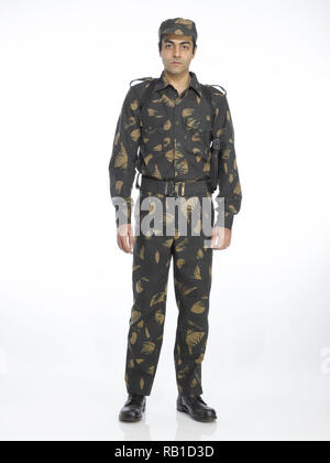 PORTRAIT von indischen Soldaten in Uniform gekleidet Stockfoto