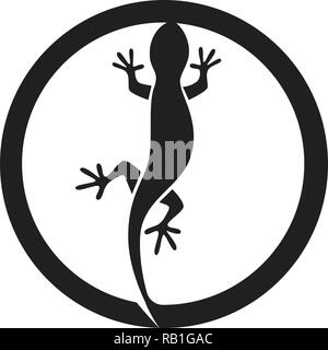 Echse Chameleon Gecko Silhouette schwarz Stock Vektor