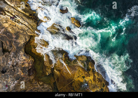 Strand Luftaufnahme von drone Strand Schatten Menschen sunrise Stockfoto