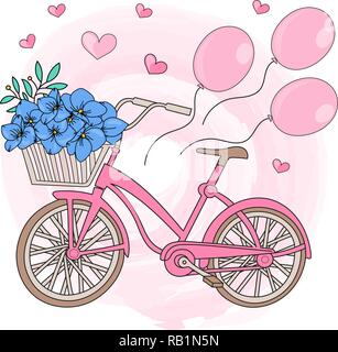 Partei fahrrad Valentinstag Vector Abbildung für Print, Dekoration und Design. Stock Vektor