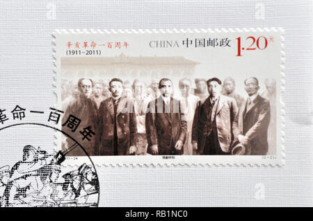 CHINA - ca. 2011: Briefmarken in China gedruckt zeigt 2011 - 24. Jahrestag der Xinhai Revolution, ca. 2011. Stockfoto