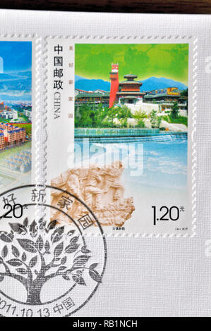 CHINA - ca. 2011: Briefmarken in China gedruckt zeigt 2011 - 26 schöne Heimat, circa 2011. Stockfoto