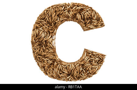 Buchstabe C von Kugeln, 3D-Rendering auf weißem Hintergrund Stockfoto