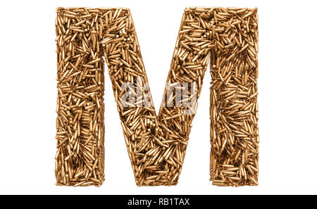 Buchstabe M von Kugeln, 3D-Rendering auf weißem Hintergrund Stockfoto
