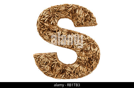Buchstabe S von Kugeln, 3D-Rendering auf weißem Hintergrund Stockfoto