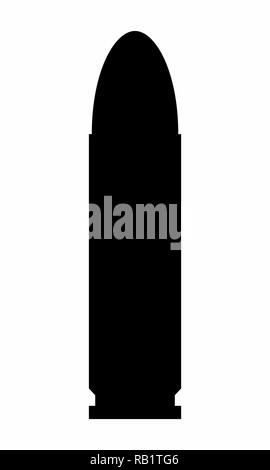 Die dunkle Silhouette eines Bullet auf weißem Hintergrund Stock Vektor