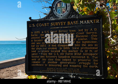 Geschichte Zeichen, Bill Baggs Cape Florida State Park, Florida Stockfoto