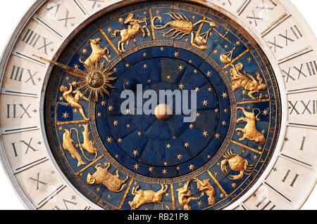 Isolierte antiken Zodiac Clock In Venedig Stockfoto