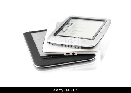 Auf e-Bücher isoliert Stockfoto