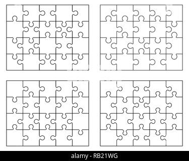 Vector Illustration von vier unterschiedlichen weißen Rätsel, separate Stücke Stockfoto