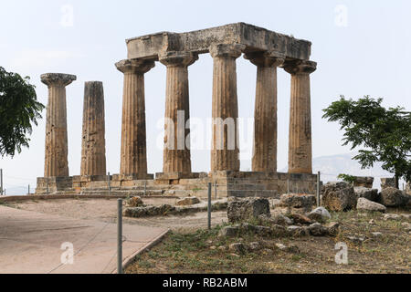 Die historischen Ruinen von Korinth und Acrocorinth archäologischen Stätten in Griechenland Stockfoto