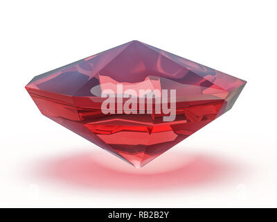 Umwerfende Ruby auf weißem Hintergrund. 3D-Rendering Stockfoto