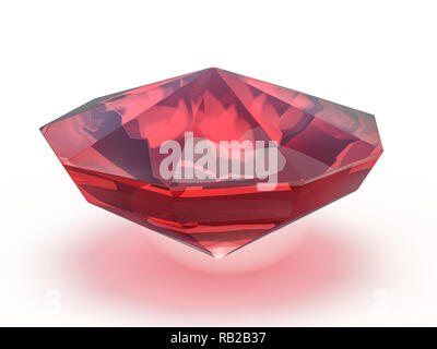 Umwerfende Ruby auf weißem Hintergrund. 3D-Rendering Stockfoto