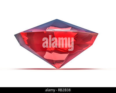 Umwerfende Ruby auf weißem Hintergrund. 3D-Rendering Stockfoto