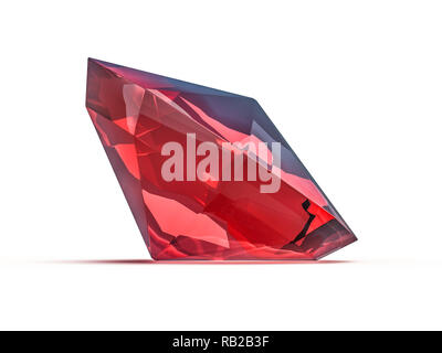 Umwerfende Ruby auf weißem Hintergrund. 3D-Rendering Stockfoto