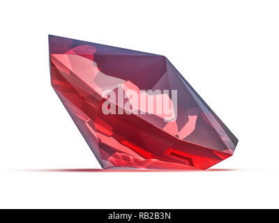 Umwerfende Ruby auf weißem Hintergrund. 3D-Rendering Stockfoto