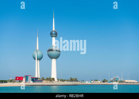 Anzeigen von Kuwait Towers Kuwait City, Kuwait Stockfoto