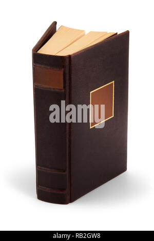 Gebundenes Buch mit Gold Folie geschlossen leeres Buch - Freistellungspfad Stockfoto