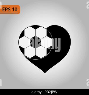 Stilisierte Fußball oder Football in der Unterseite eines Herz gewickelt. Eps 10. Stock Vektor