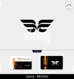 Minimale anfängliche B Flügel kreative logo template Vector Illustration, erhalten Sie kostenlose Visitenkarte Design vorlage Stock Vektor