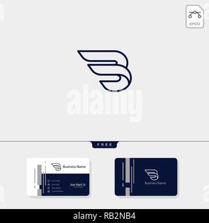 Minimale anfängliche B Flügel kreative logo template Vector Illustration, erhalten Sie kostenlose Visitenkarte Design vorlage Stock Vektor