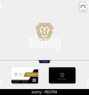 Line Art lion Logo template Vector Illustration und Logo inspiration, kostenlose Business Card design Vorlage enthalten Stock Vektor