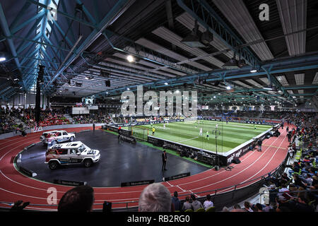 Sindelfingen, Deutschland. 06 Jan, 2019. Übersicht Glaspalast Sindelfingen. GES/fussball/indoor Turnier: Mercedes-Benz JuniorCup 2019, 06.01.2019 Fußball, Fußball: Unter 19 Hallenturnier, Sindelfingen, Januar 6, 2019 | Verwendung der weltweiten Kredit: dpa Picture alliance/Alamy leben Nachrichten Stockfoto