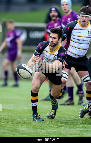 Loughborough, UK. 5. Jan 2019. Callum Watson in Aktion für Caldy während der National League Division I zwischen Loughborough Studenten und Caldy rfc © Phil Hutchinson/Alamy Leben Nachrichten überein Stockfoto