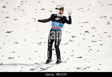 Bischofshofen, Österreich. 06 Jan, 2019. Ski Nordisch/Skispringen: Weltcup, Vierschanzentournee Großschanze, Männer, Endgültig. Simon Ammann aus der Schweiz reagiert. Credit: Daniel Karmann/dpa/Alamy leben Nachrichten Stockfoto