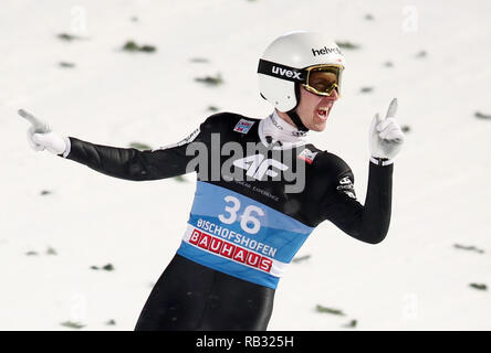 Bischofshofen, Österreich. 06 Jan, 2019. Ski Nordisch/Skispringen: Weltcup, Vierschanzentournee Großschanze, Männer, Endgültig. Simon Ammann aus der Schweiz reagiert. Credit: Daniel Karmann/dpa/Alamy leben Nachrichten Stockfoto