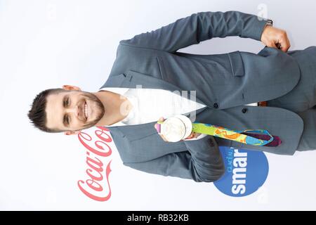 David Boudia nimmt an der 6. jährlichen Gold erfüllt die Goldene Partei auf das Haus auf Sonnenuntergang in Beverly Hills, Kalifornien, USA, am 05. Januar 2019. | Verwendung weltweit Stockfoto