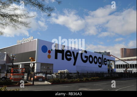 Las Vegas, USA. 06 Jan, 2019. Die Google Pavillon auf der CES Messe eingestellt werden. Credit: Andrej Sokolow/dpa/Alamy leben Nachrichten Stockfoto