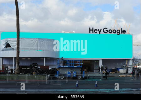 Las Vegas, USA. 06 Jan, 2019. Die Google Pavillon auf der CES Messe eingestellt werden. Credit: Andrej Sokolow/dpa/Alamy leben Nachrichten Stockfoto