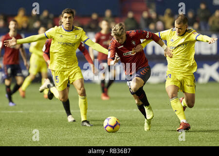 Pamplona, Spanien. 6. Januar, 2019. Brandon (vorwärts; CA Osasuna), die in Aktion während der spanischen Fußball der Liga 123, Übereinstimmung zwischen CA Osasuna und Cadiz CF Sadar Stadion gesehen, in Pamplona (Navarra), Spanien. Credit: Fernando Pidal/SOPA Images/ZUMA Draht/Alamy leben Nachrichten Stockfoto