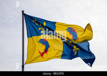 Grenoble, Frankreich, Januar 2019: Die Dauphine Flagge Stockfoto