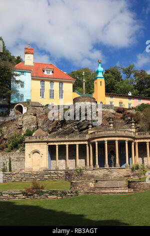 Portmeirion Dorf, Gwynedd, Wales, Wales, Vereinigtes Königreich Stockfoto