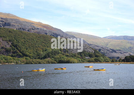 See Llyn Padarn, Snowdonia, Llanberis, Gwynedd, Wales, North Wales, Vereinigtes Königreich Stockfoto