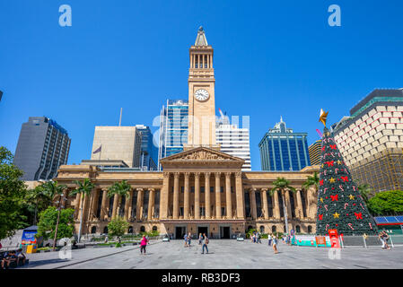 Brisbane, Australien - 21 Dezember, 2018: Brisbane City Hall, dem Sitz der Brisbane City Council, im King George Square entfernt Stockfoto