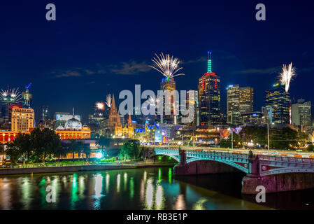 Neue Jahr Feuerwerk in Melbourne, Australien