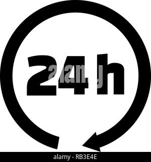24 Stunden das Symbol mit dem schwarzen Pfeil Stock Vektor
