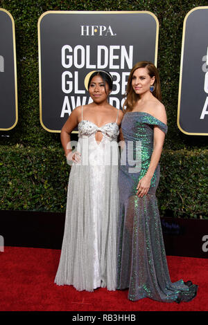 Marina de Tavira, Yalitza Aparicio nehmen an der 76. jährlichen Golden Globe Awards im Beverly Hilton in Beverly Hills, CA am Sonntag, 6. Januar 2019. Stockfoto