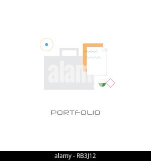 Professionelle business Beruf portfolio Concept line style isoliert Stock Vektor